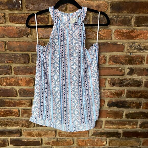 Paper Crane Multicolored Printed Sleeveless High Neck Top Women's Size Small - Picture 1 of 7